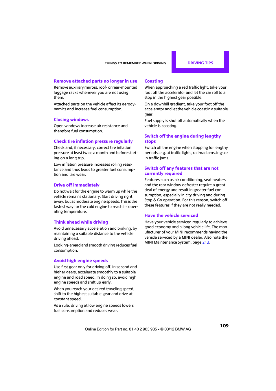 Mini 2012 Clubman User Manual | Page 110 / 269