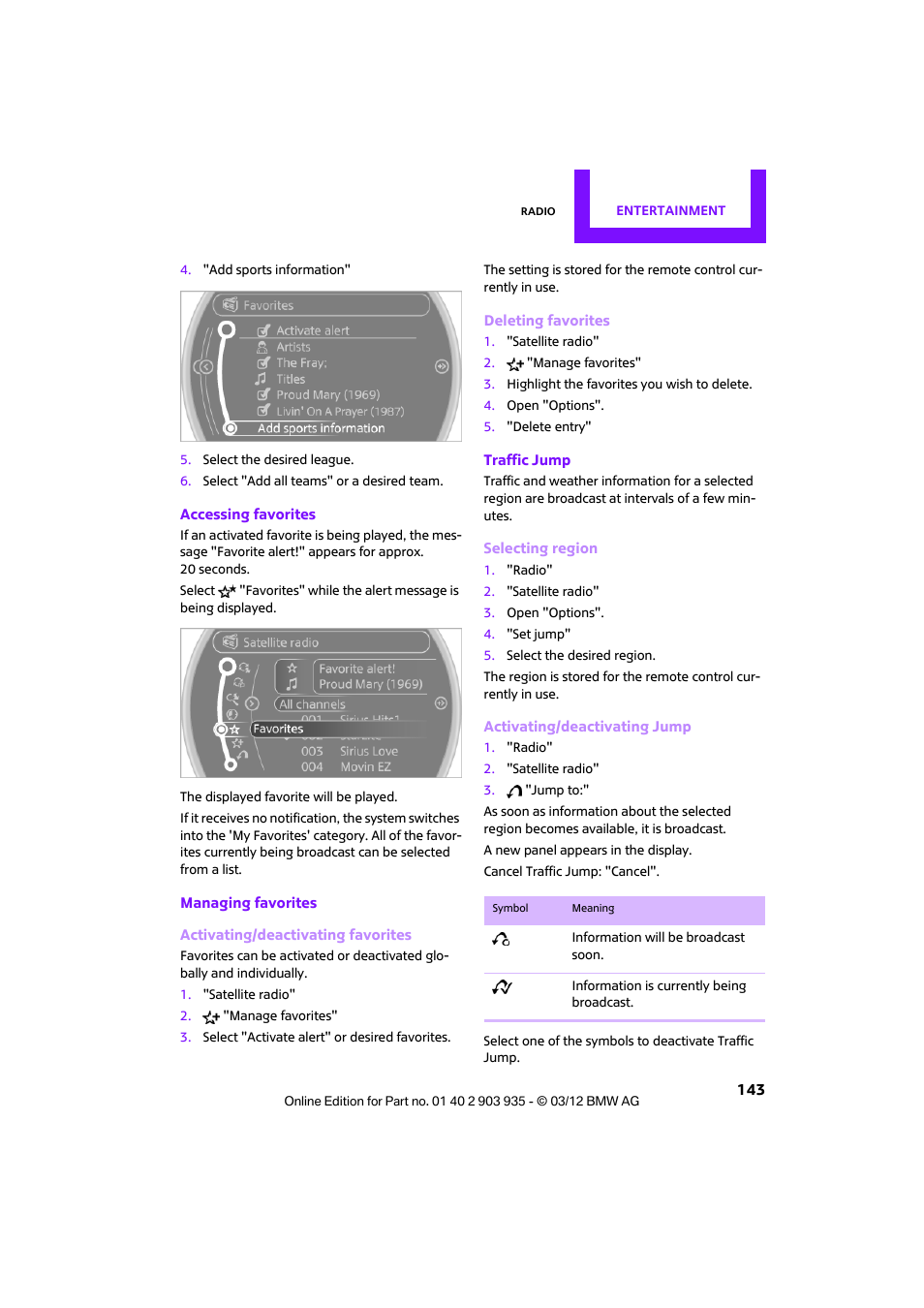 Mini 2012 Clubman User Manual | Page 144 / 269