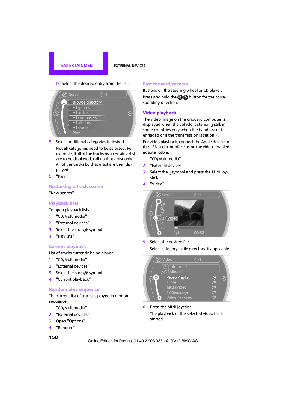 Mini 2012 Clubman User Manual | Page 151 / 269