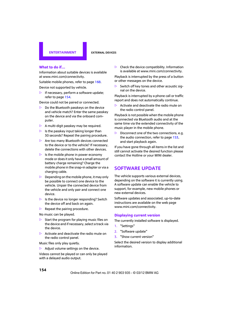 Software update | Mini 2012 Clubman User Manual | Page 155 / 269