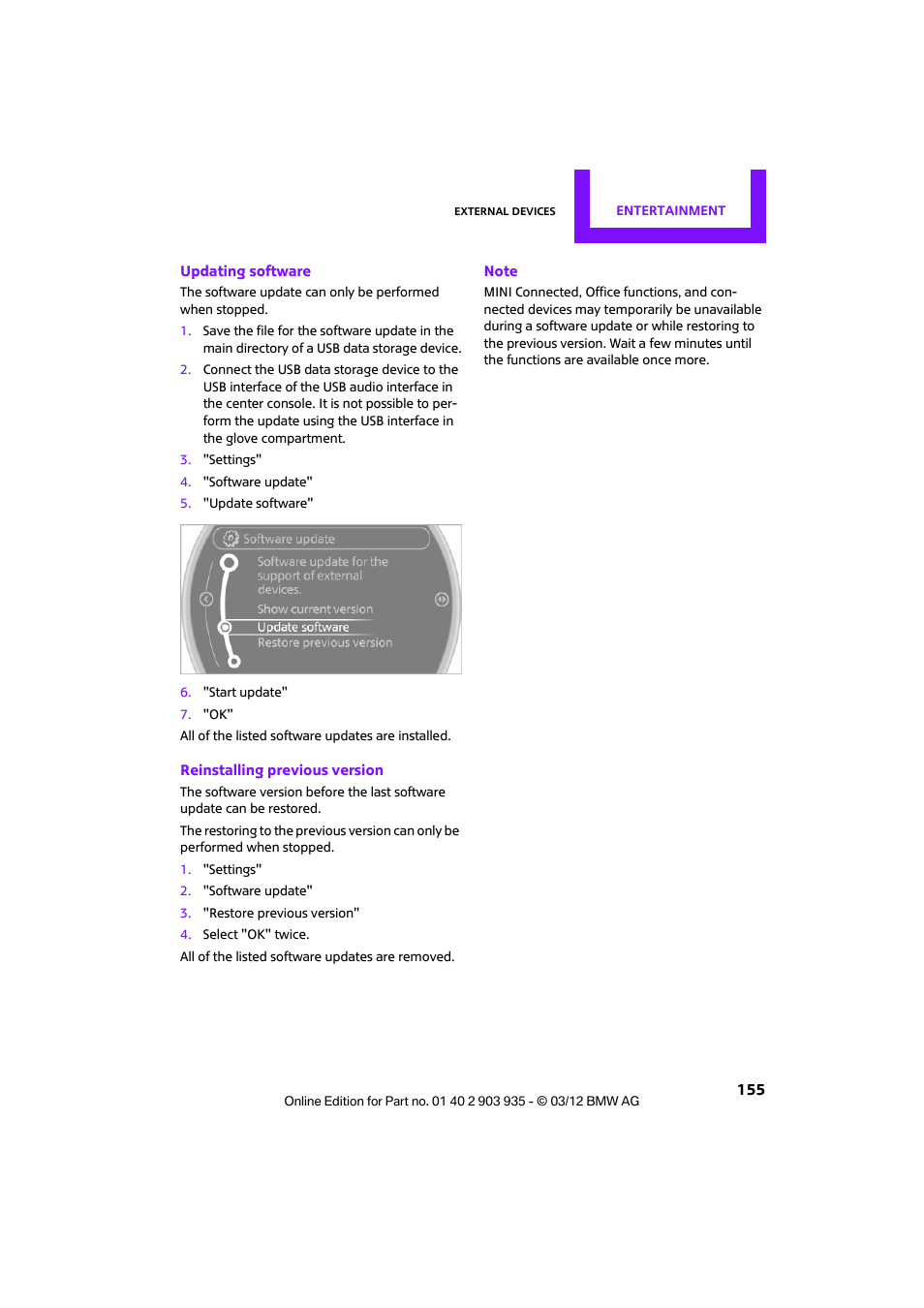 Mini 2012 Clubman User Manual | Page 156 / 269