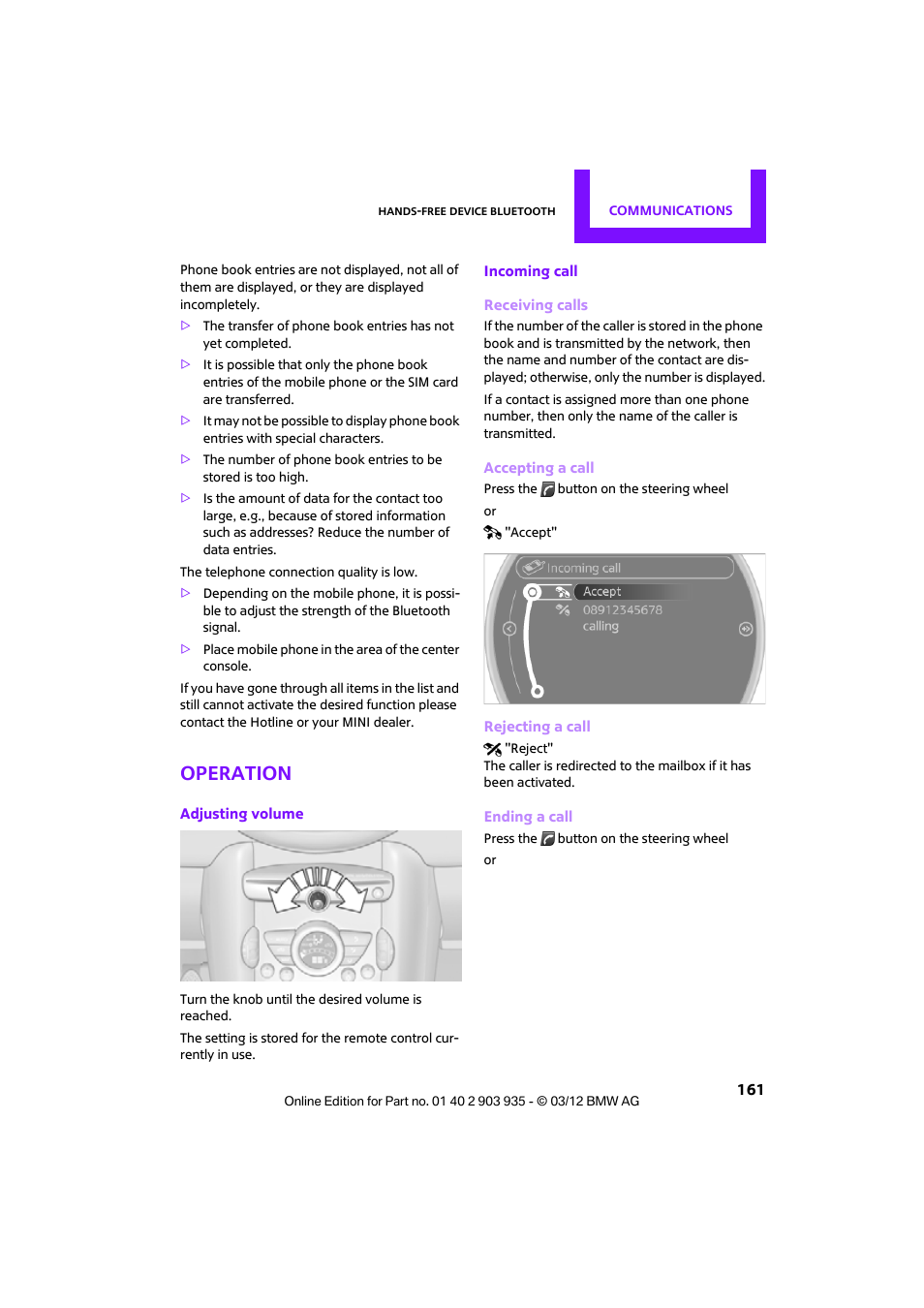 Operation | Mini 2012 Clubman User Manual | Page 162 / 269