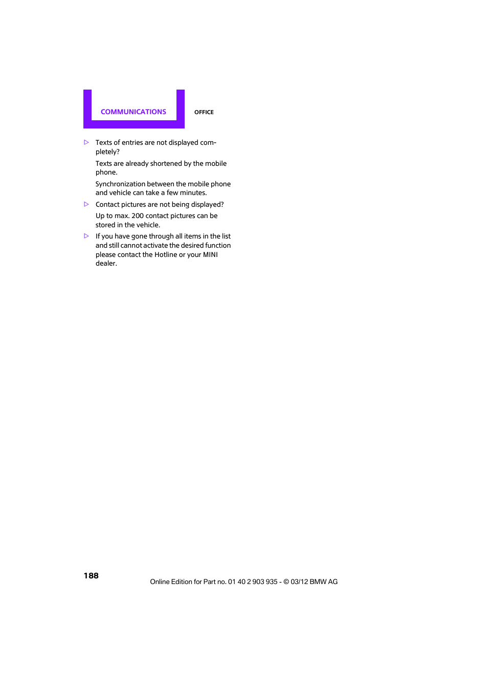 Mini 2012 Clubman User Manual | Page 189 / 269