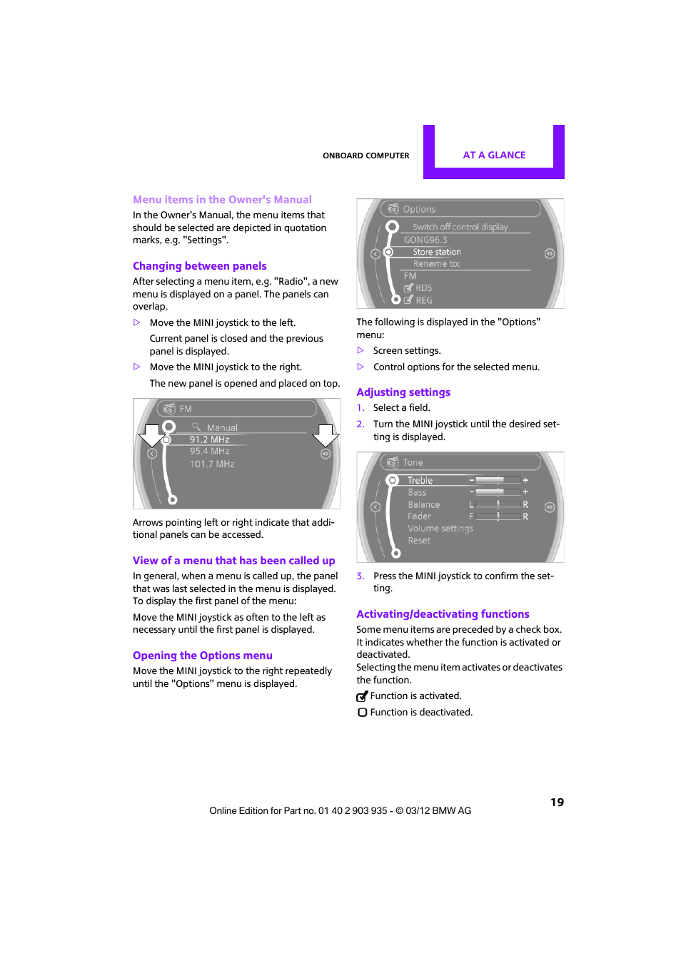 Mini 2012 Clubman User Manual | Page 20 / 269