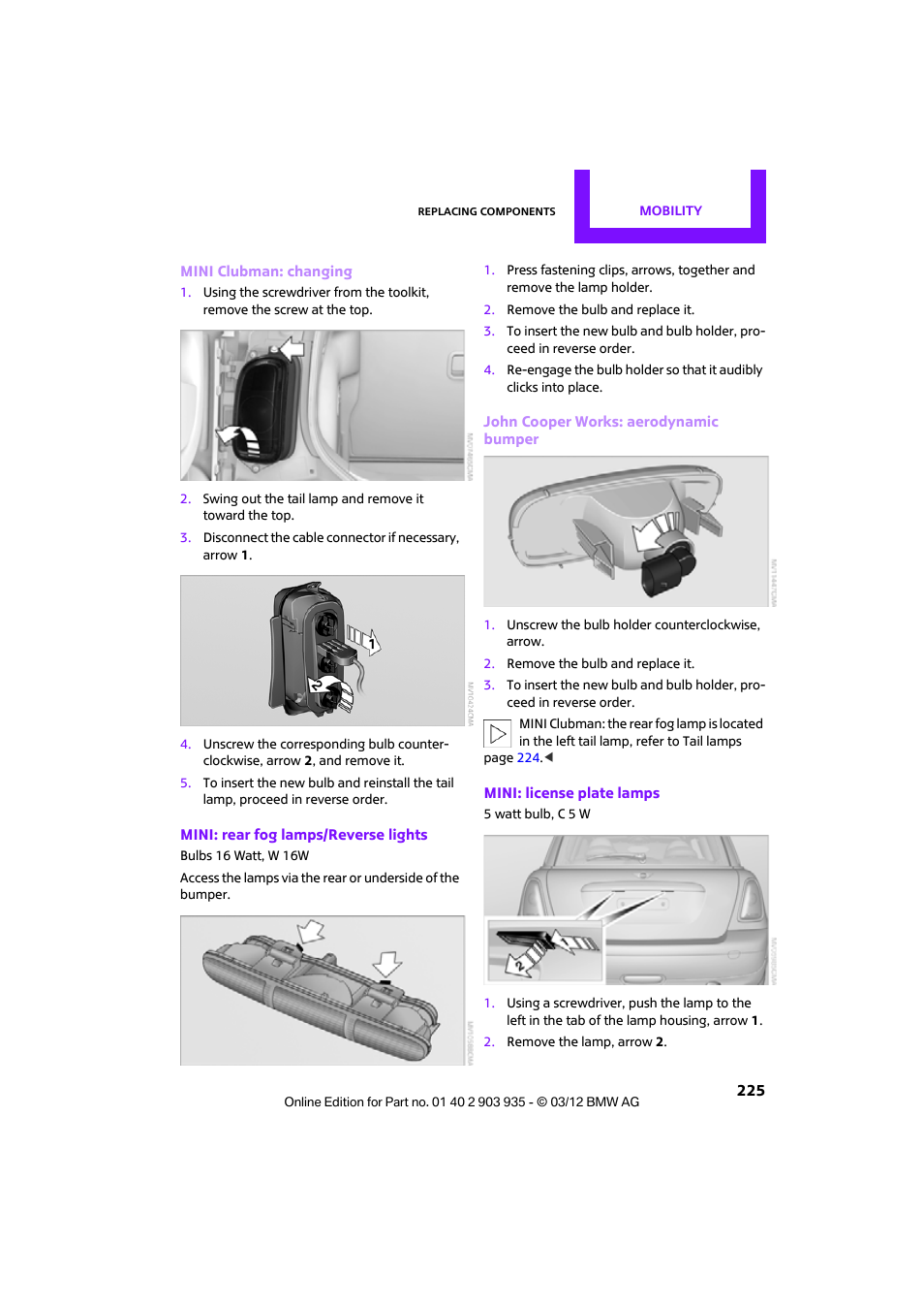 Mini 2012 Clubman User Manual | Page 226 / 269