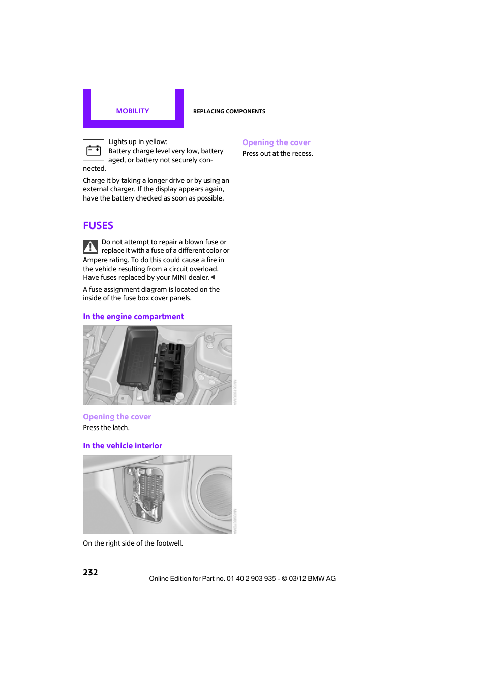 Fuses | Mini 2012 Clubman User Manual | Page 233 / 269