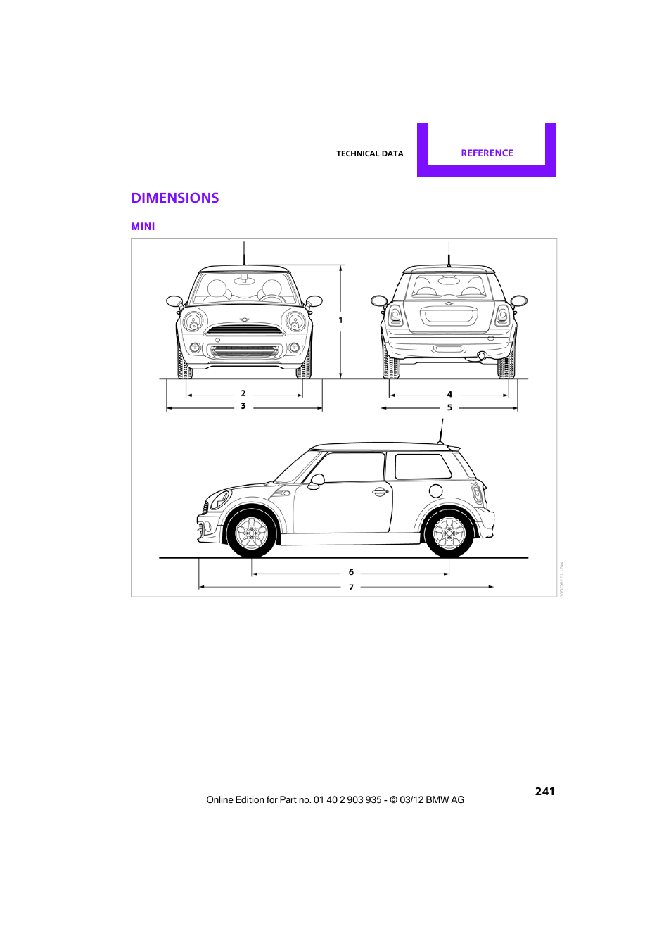 Dimensions | Mini 2012 Clubman User Manual | Page 242 / 269