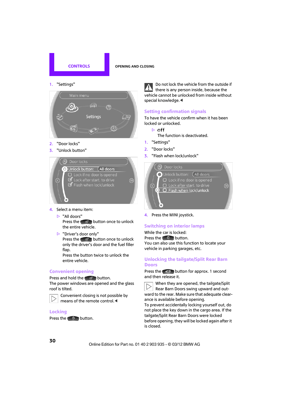 Mini 2012 Clubman User Manual | Page 31 / 269