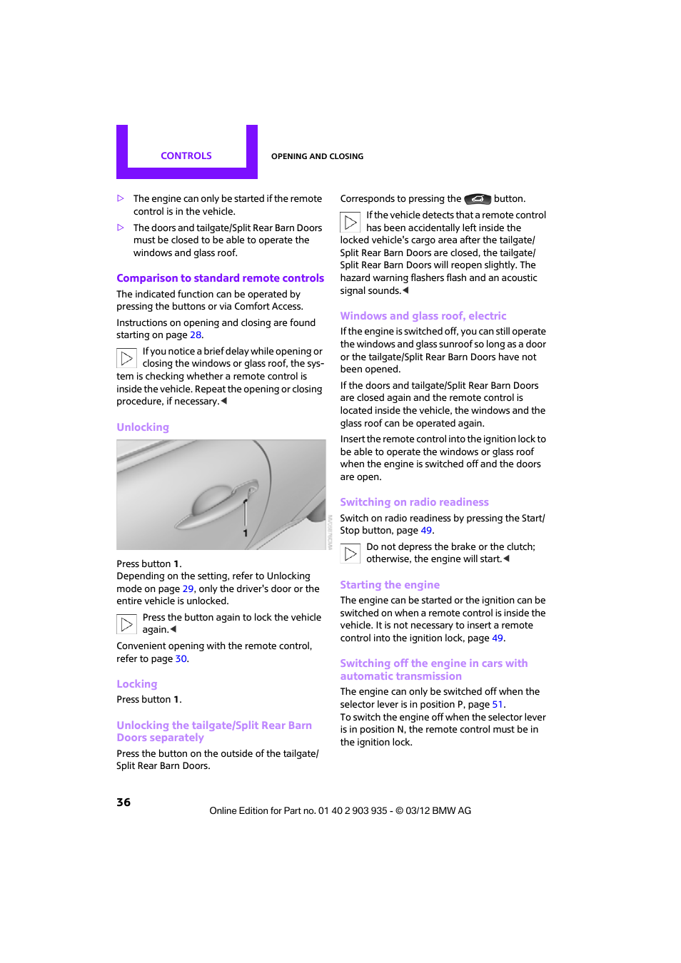 Mini 2012 Clubman User Manual | Page 37 / 269