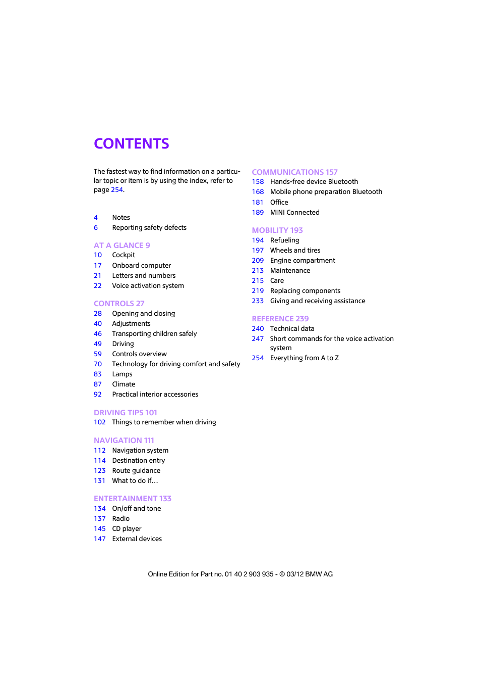 Mini 2012 Clubman User Manual | Page 4 / 269