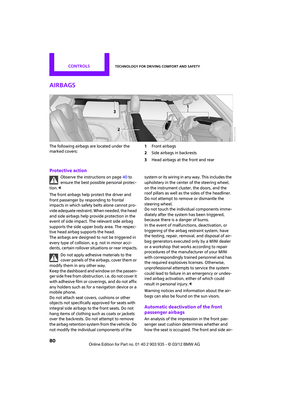Airbags | Mini 2012 Clubman User Manual | Page 81 / 269