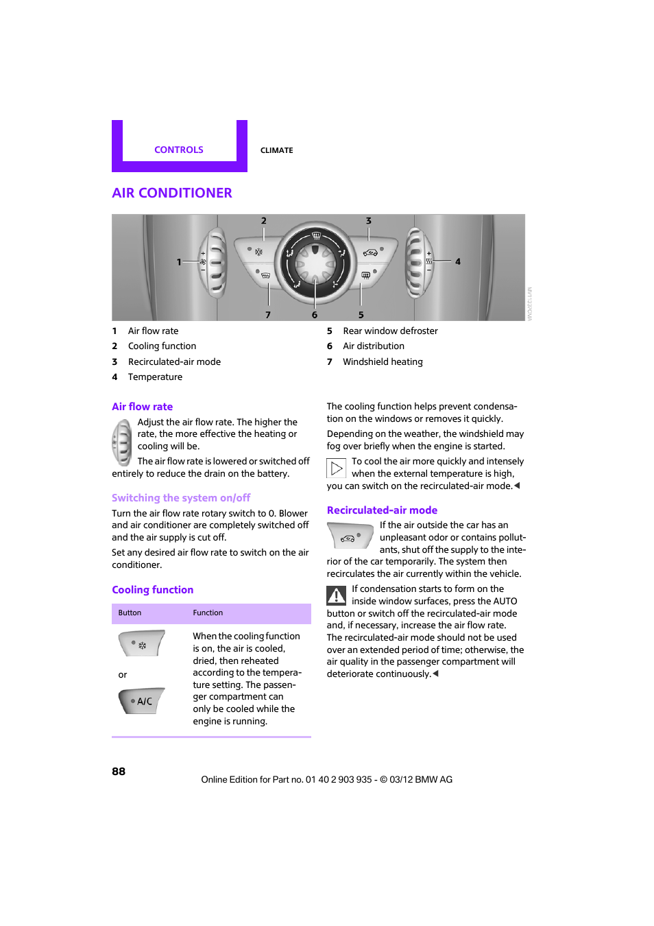 Air conditioner | Mini 2012 Clubman User Manual | Page 89 / 269