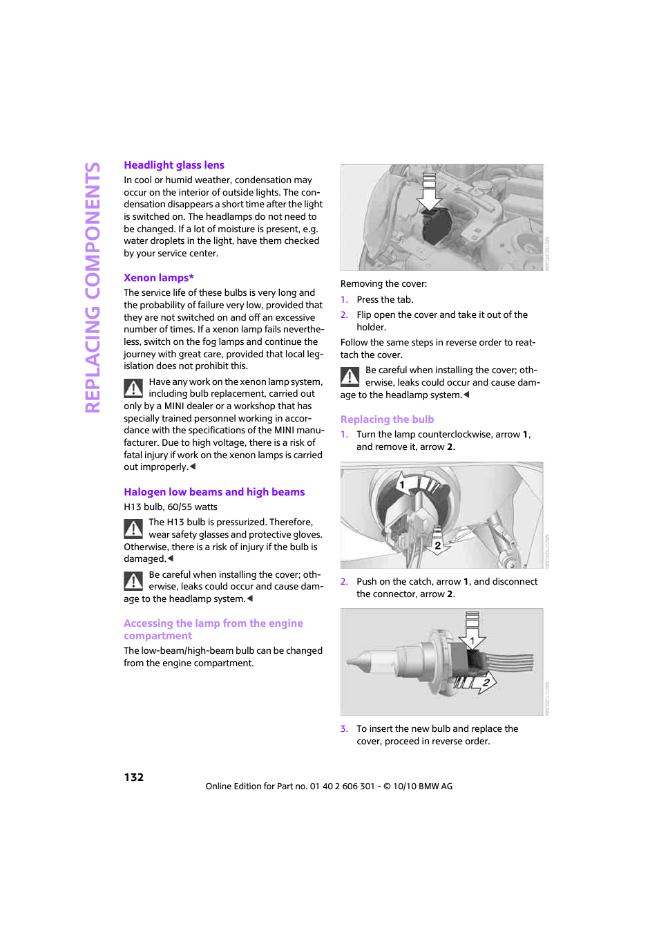 Replacing components | Mini 2011 Countryman User Manual | Page 134 / 176