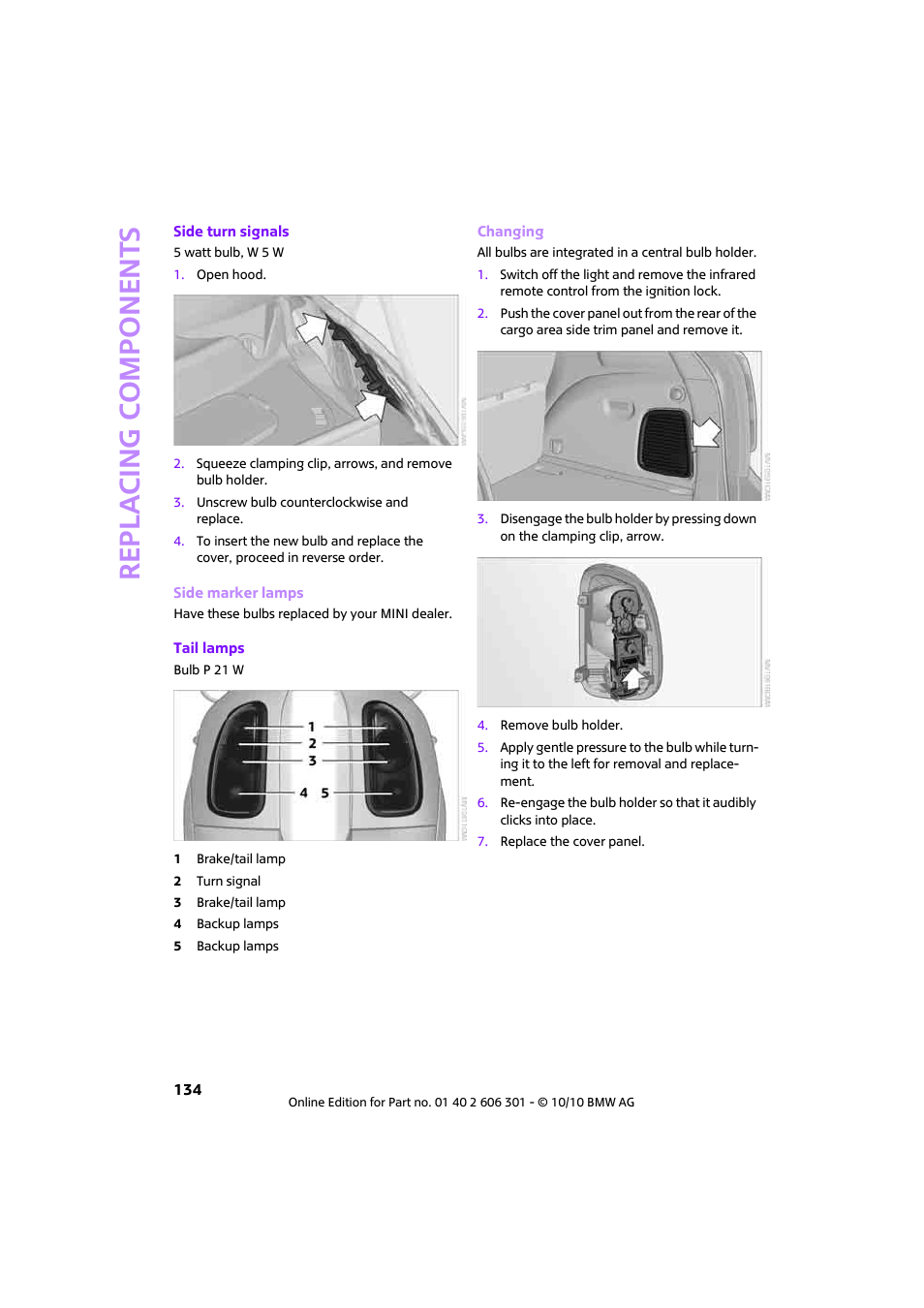 Replacing components | Mini 2011 Countryman User Manual | Page 136 / 176