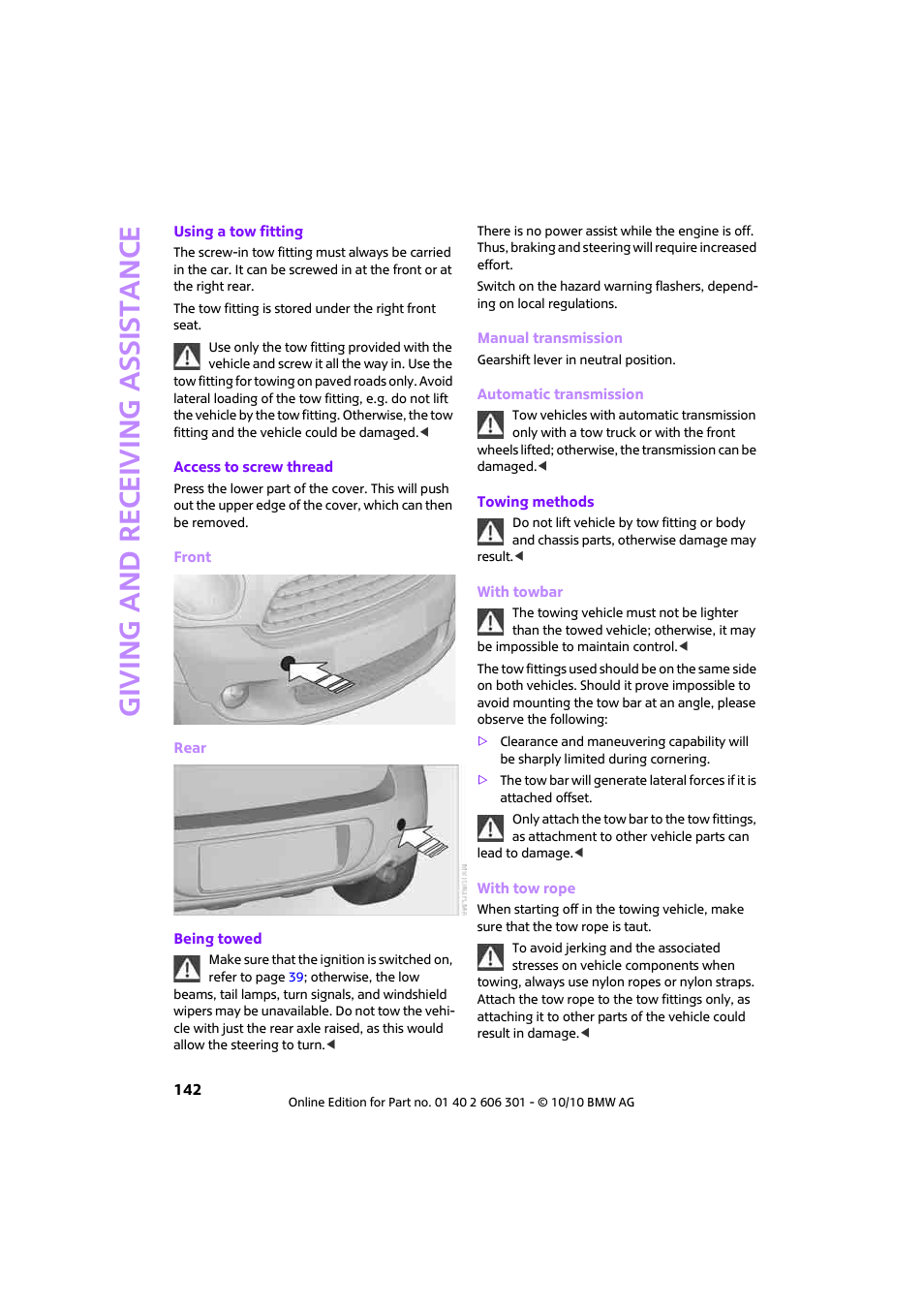 Giving and receiving assistance | Mini 2011 Countryman User Manual | Page 144 / 176