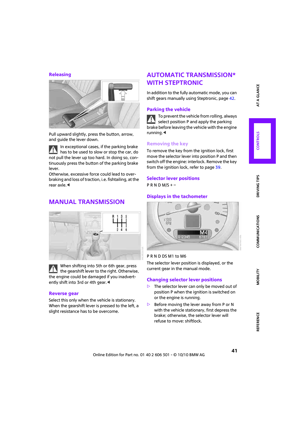Manual transmission, Automatic transmission* with steptronic | Mini 2011 Countryman User Manual | Page 43 / 176
