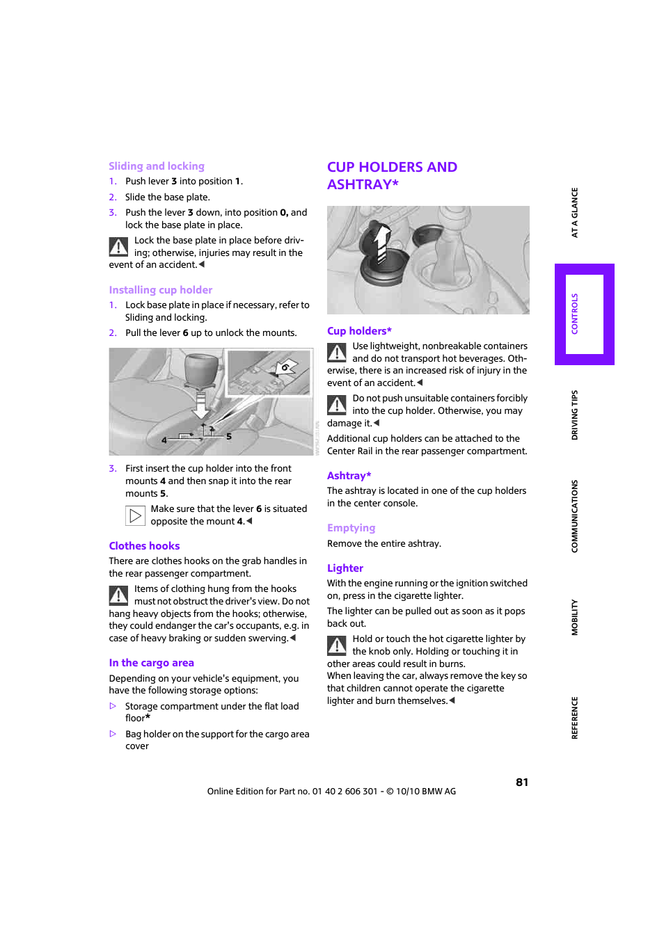 Cup holders and ashtray | Mini 2011 Countryman User Manual | Page 83 / 176