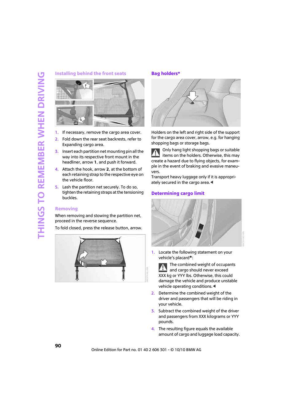 Things to remember when driving | Mini 2011 Countryman User Manual | Page 92 / 176