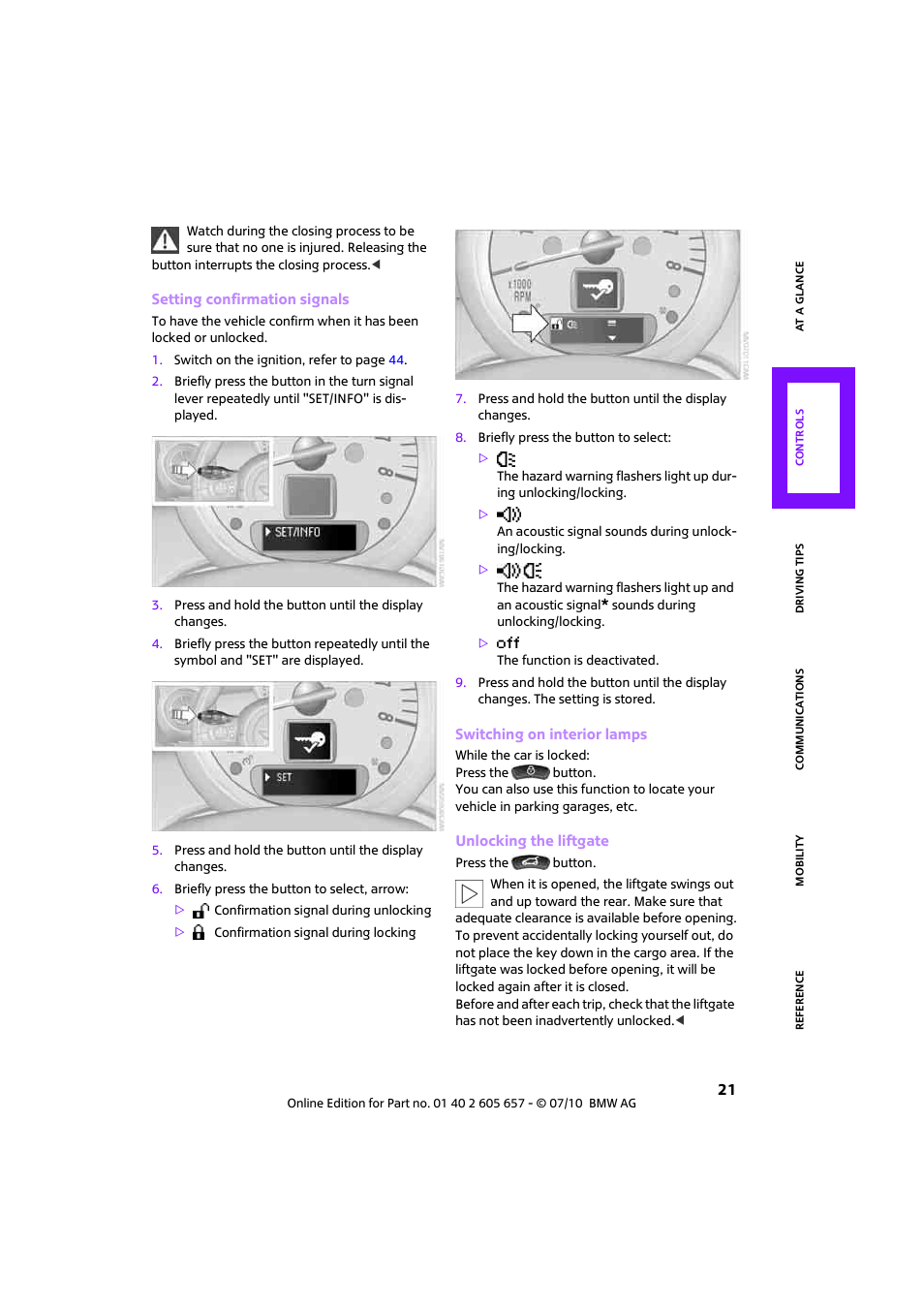 Mini 2011 Cooper Convertible User Manual | Page 23 / 186