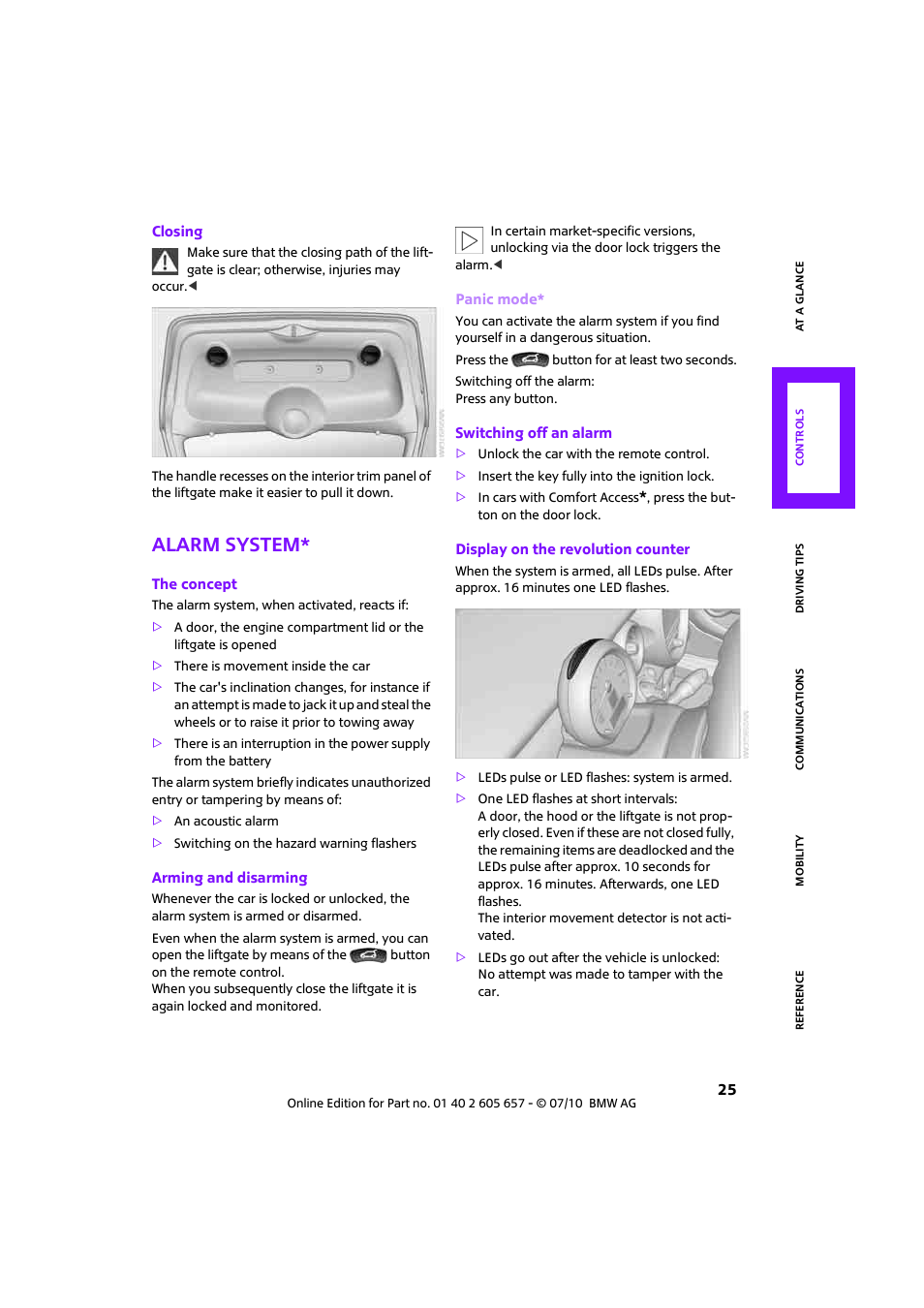 Alarm system | Mini 2011 Cooper Convertible User Manual | Page 27 / 186