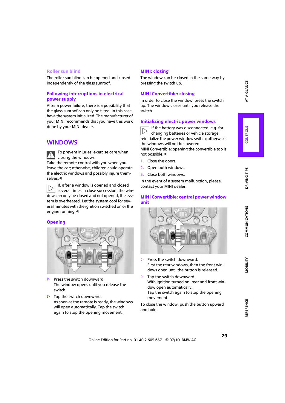 Windows | Mini 2011 Cooper Convertible User Manual | Page 31 / 186