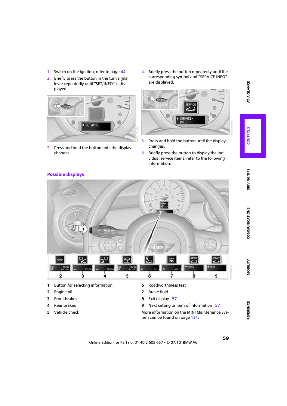 Mini 2011 Cooper Convertible User Manual | Page 61 / 186