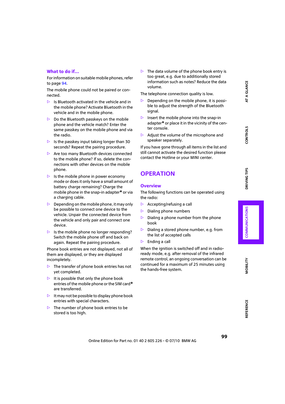 Operation | Mini 2011 Clubman User Manual | Page 101 / 172