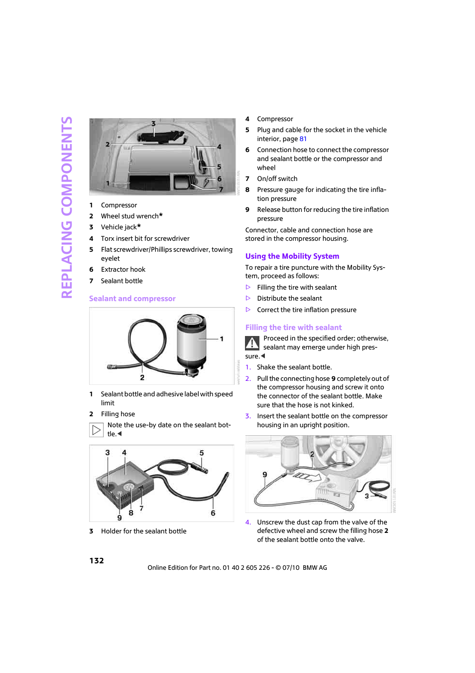 Re p la c ing co mp o n en ts | Mini 2011 Clubman User Manual | Page 134 / 172