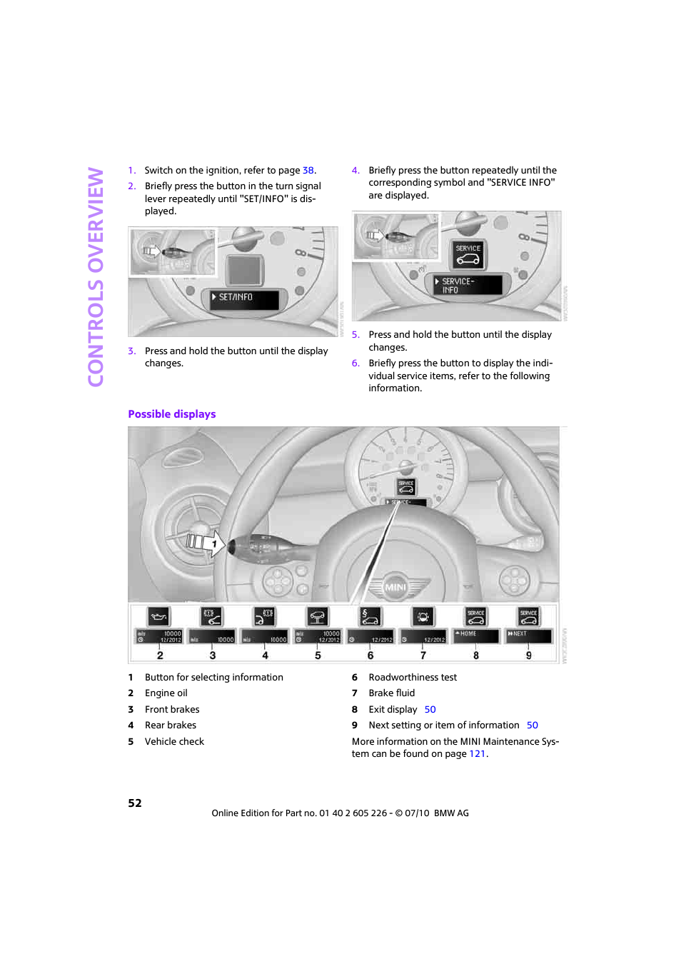 Controls overview | Mini 2011 Clubman User Manual | Page 54 / 172