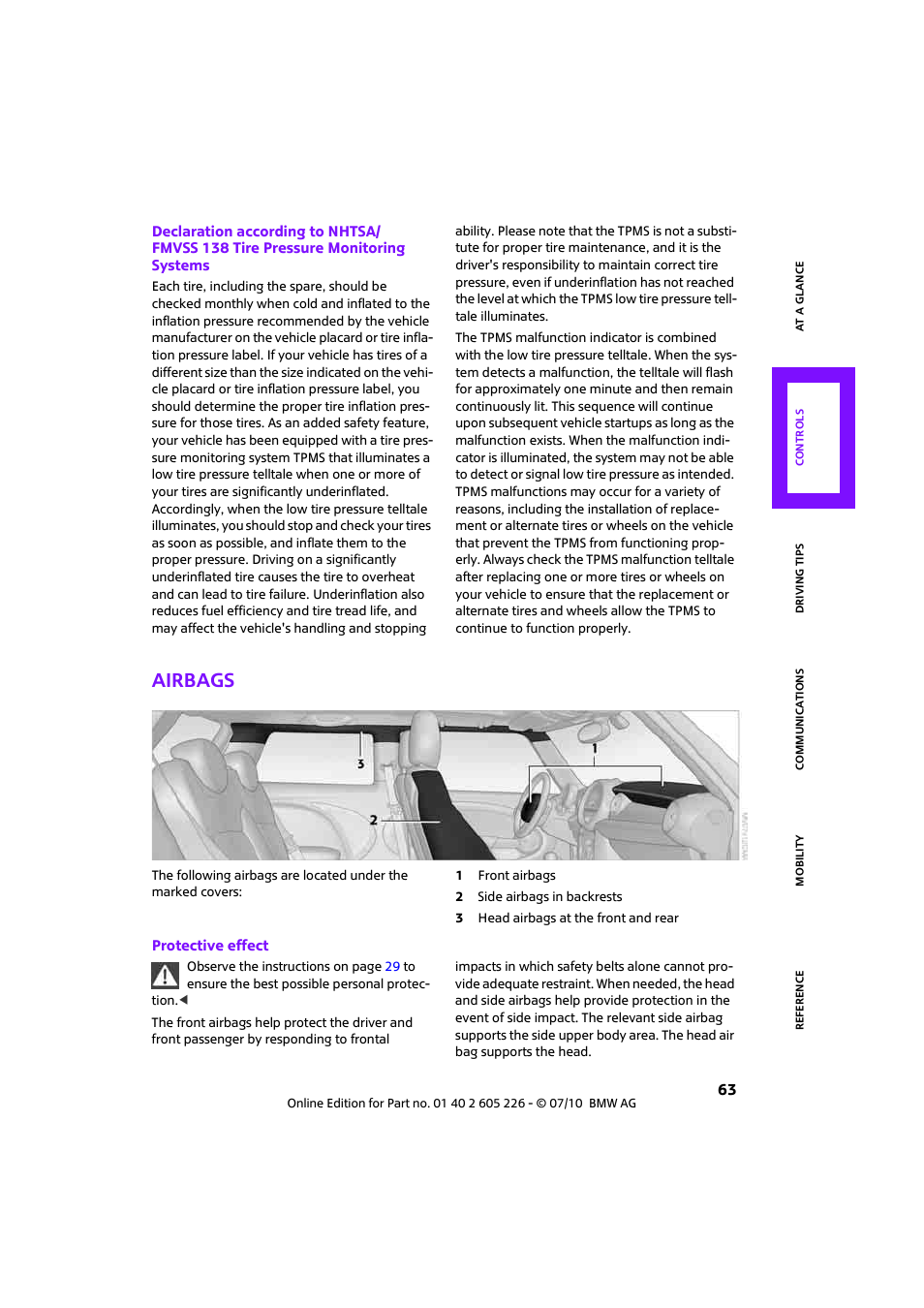 Airbags | Mini 2011 Clubman User Manual | Page 65 / 172