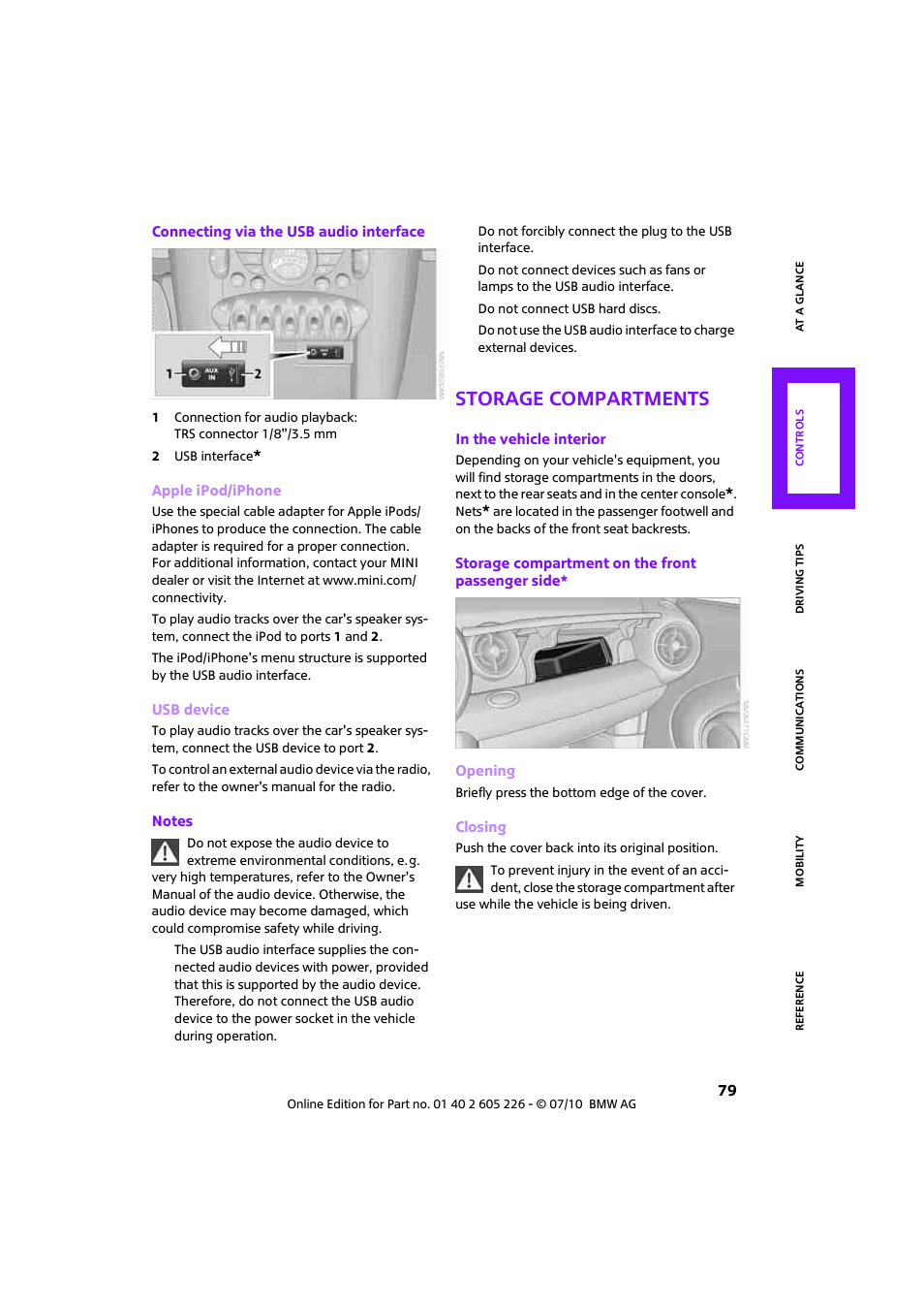 Storage compartments | Mini 2011 Clubman User Manual | Page 81 / 172