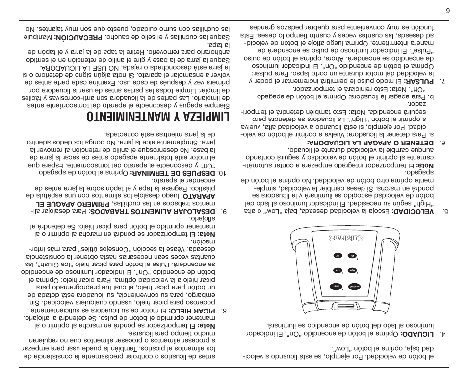 Limpieza y mantenimiento | Cuisinart SMARTPOWER PREMIER CBT500L User Manual | Page 35 / 41