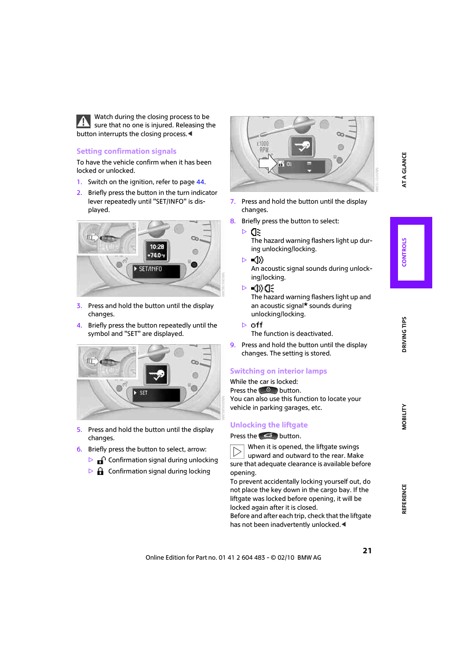 Mini 2010 Cooper Convertible User Manual | Page 23 / 174
