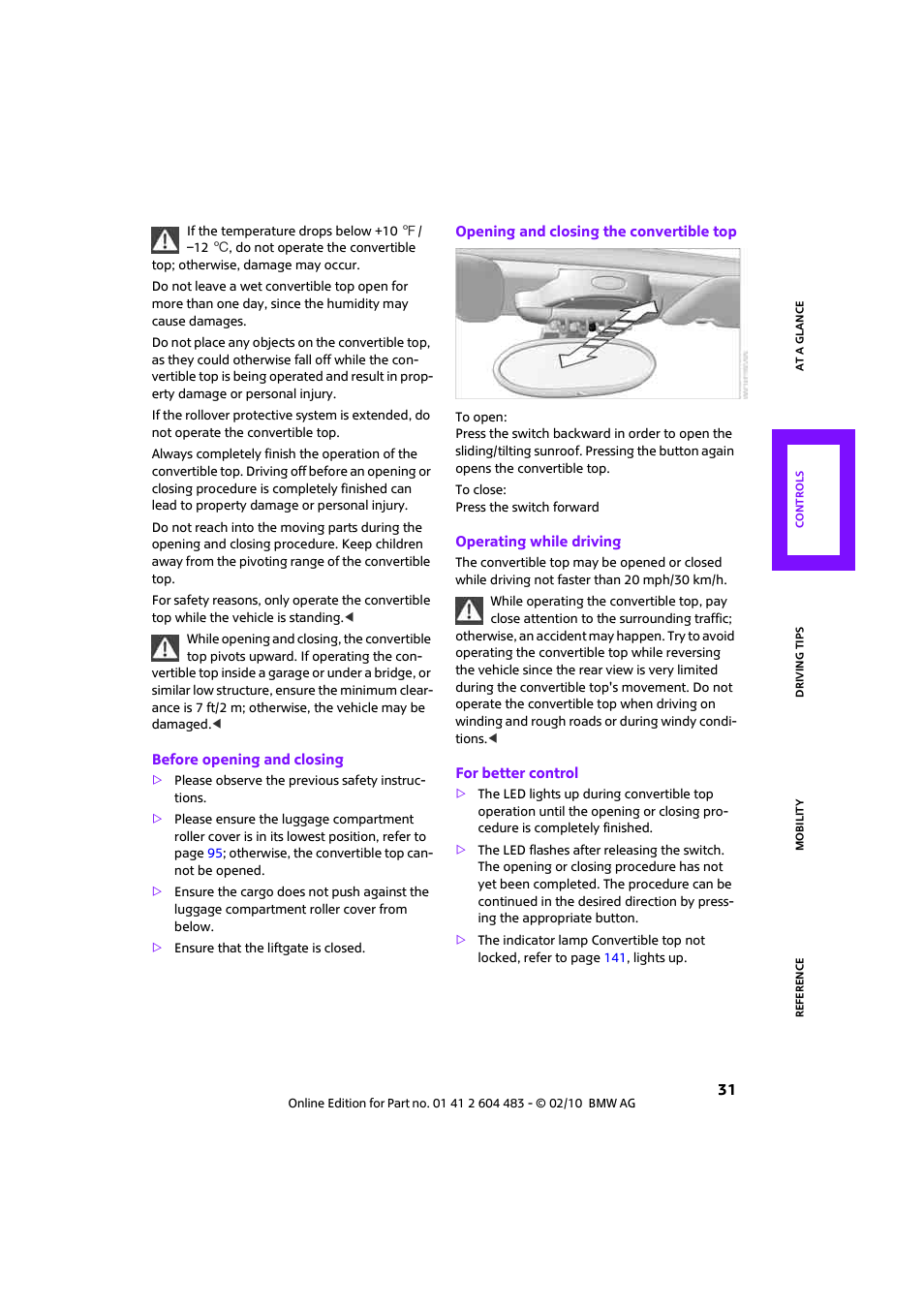 Mini 2010 Cooper Convertible User Manual | Page 33 / 174