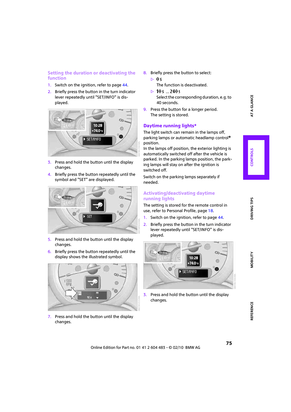 Mini 2010 Cooper Convertible User Manual | Page 77 / 174