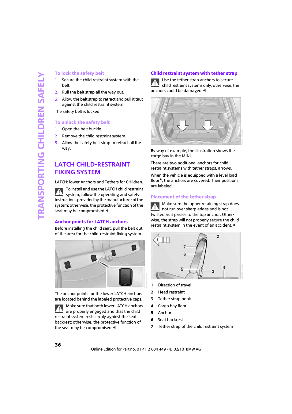 Latch child-restraint fixing system | Mini 2010 Clubman User Manual | Page 38 / 160