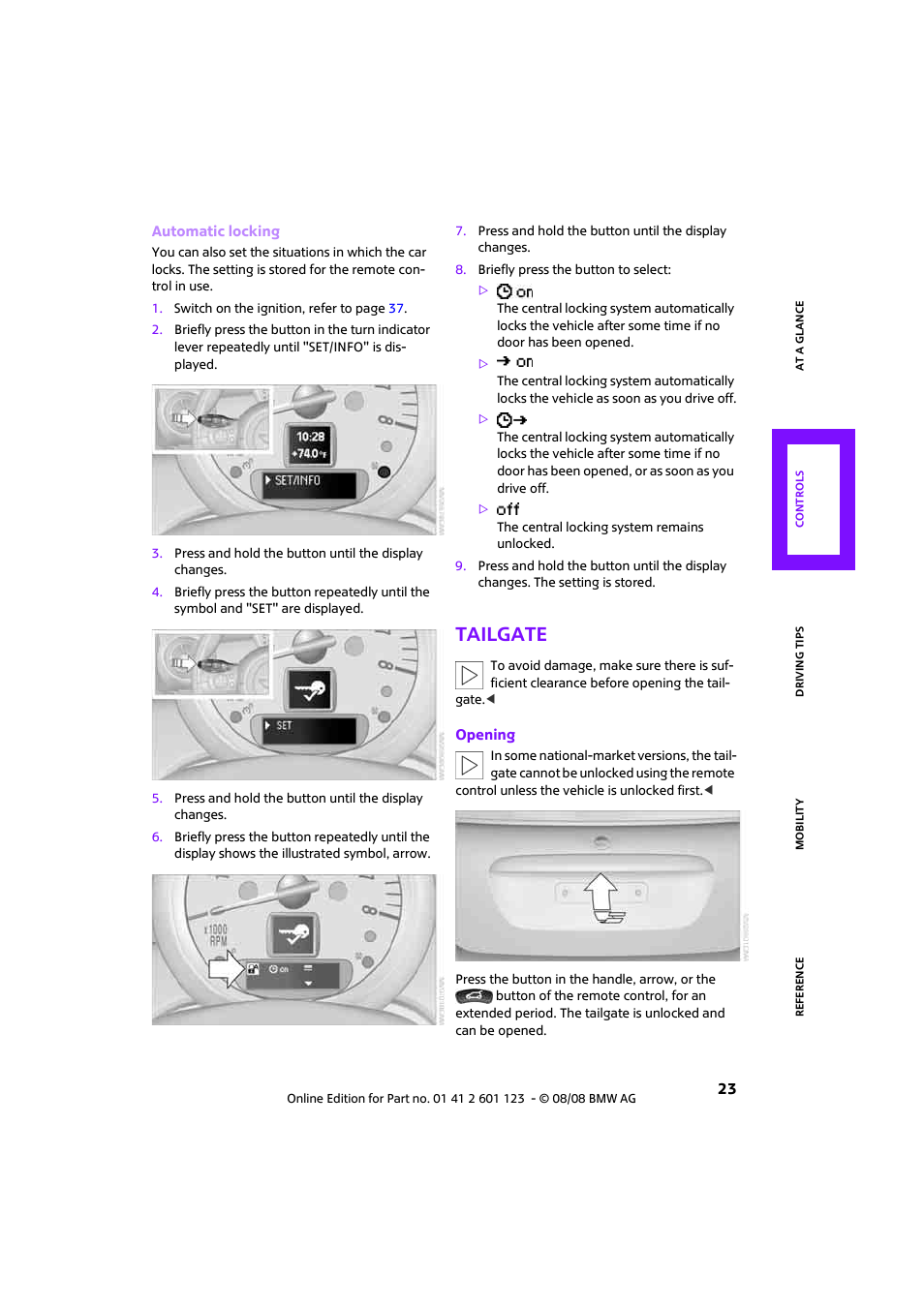 Tailgate | Mini 2009 Cooper User Manual | Page 25 / 160