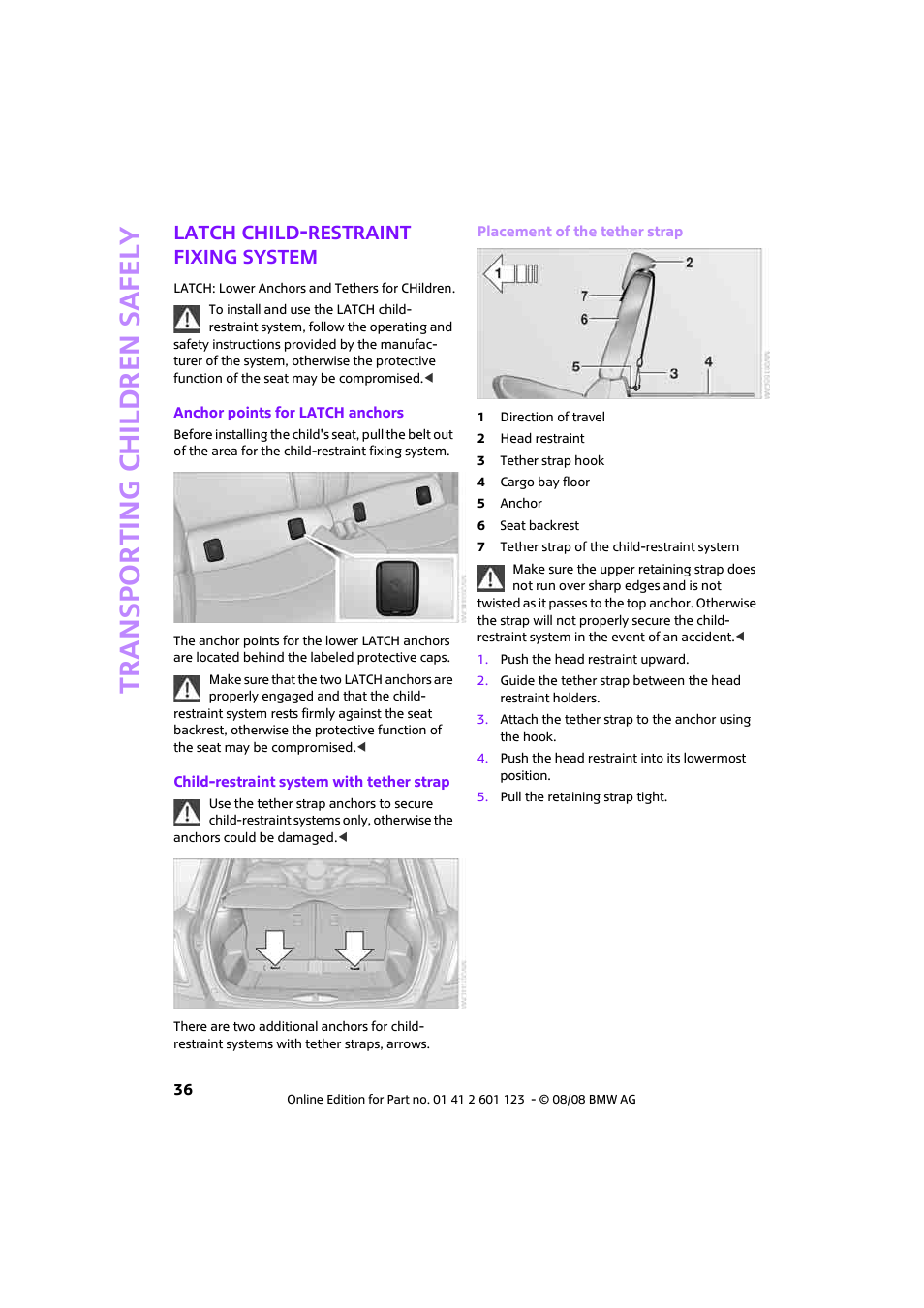 Latch child-restraint fixing system | Mini 2009 Cooper User Manual | Page 38 / 160