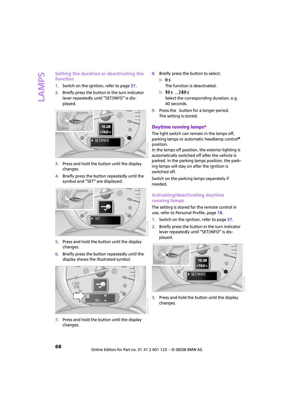 Lamp s | Mini 2009 Cooper User Manual | Page 70 / 160