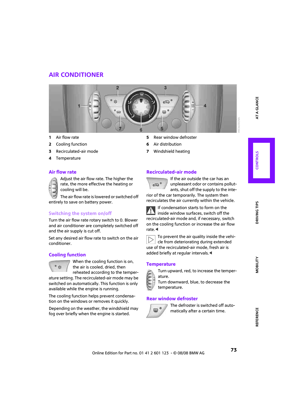 Air conditioner | Mini 2009 Cooper User Manual | Page 75 / 160