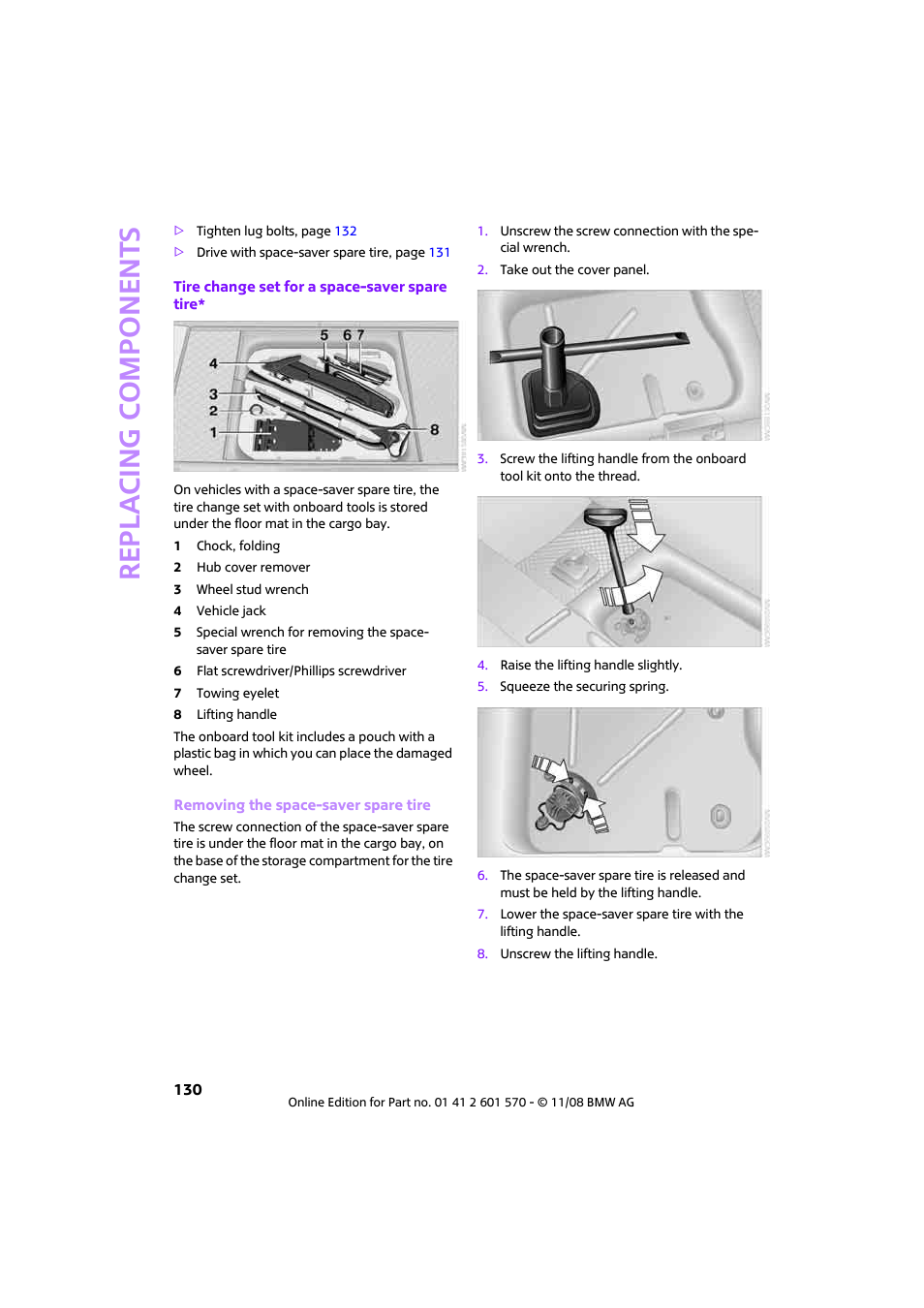 Replacing components | Mini 2009 Cooper Convertible User Manual | Page 132 / 172