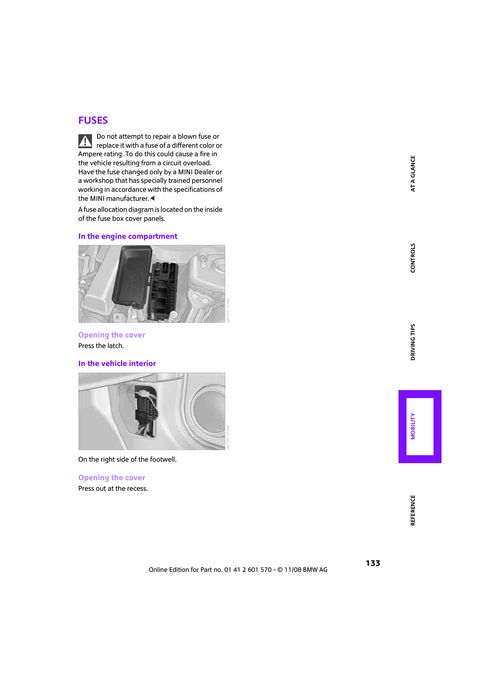 Fuses | Mini 2009 Cooper Convertible User Manual | Page 135 / 172