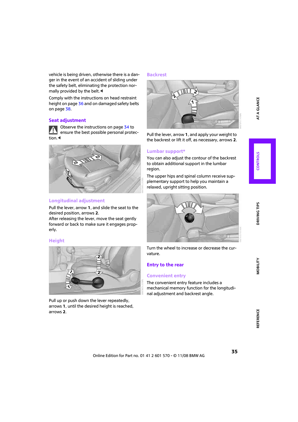 Mini 2009 Cooper Convertible User Manual | Page 37 / 172