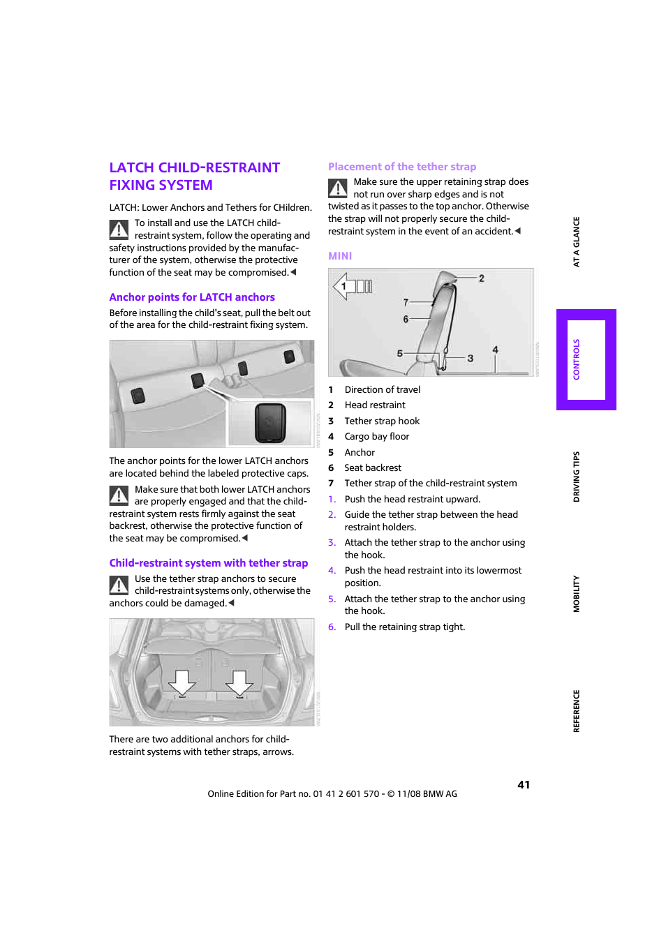 Latch child-restraint fixing system | Mini 2009 Cooper Convertible User Manual | Page 43 / 172