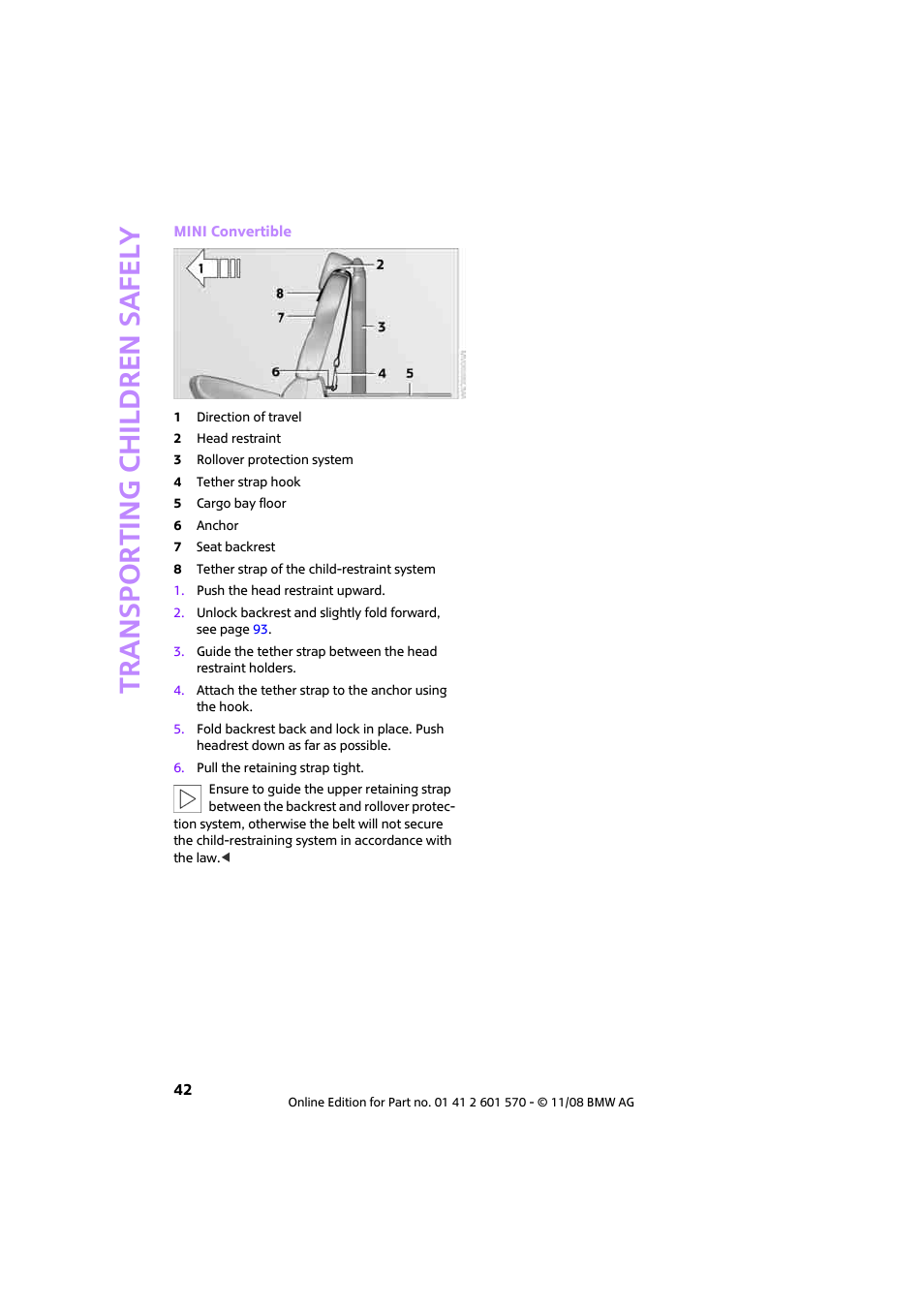 Transporting children safely | Mini 2009 Cooper Convertible User Manual | Page 44 / 172