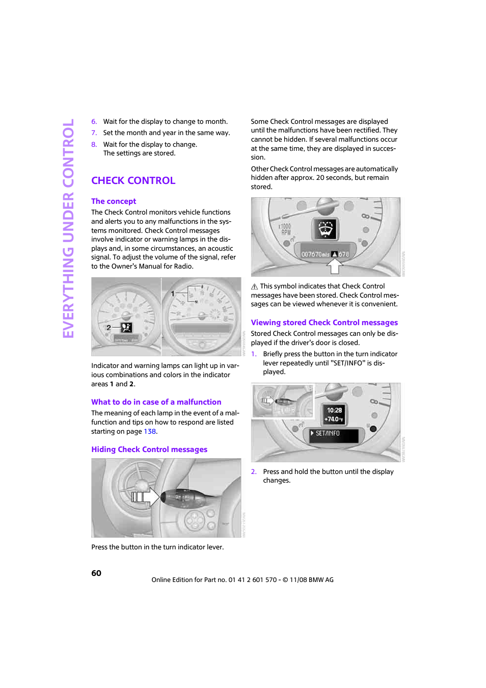 Check control, Everything under control | Mini 2009 Cooper Convertible User Manual | Page 62 / 172