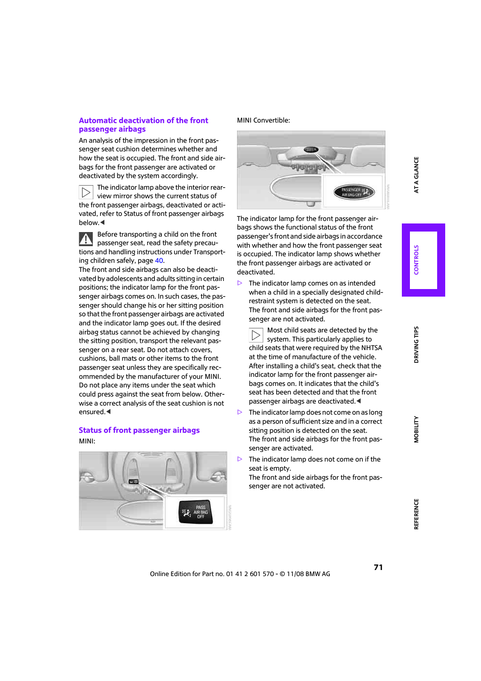 Rbags | Mini 2009 Cooper Convertible User Manual | Page 73 / 172