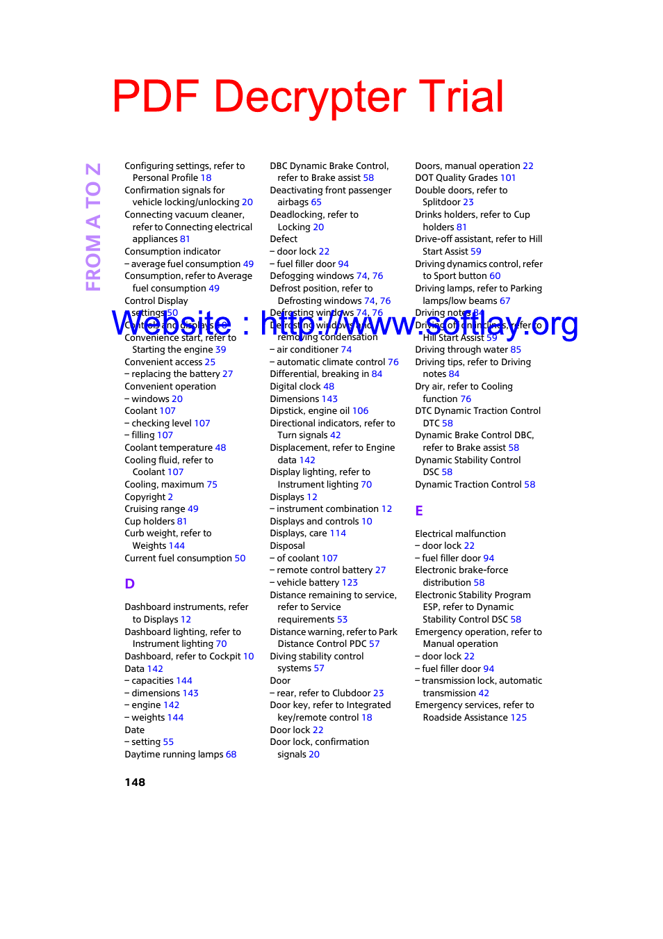 Pdf decrypter trial | Mini 2009 Clubman User Manual | Page 150 / 160