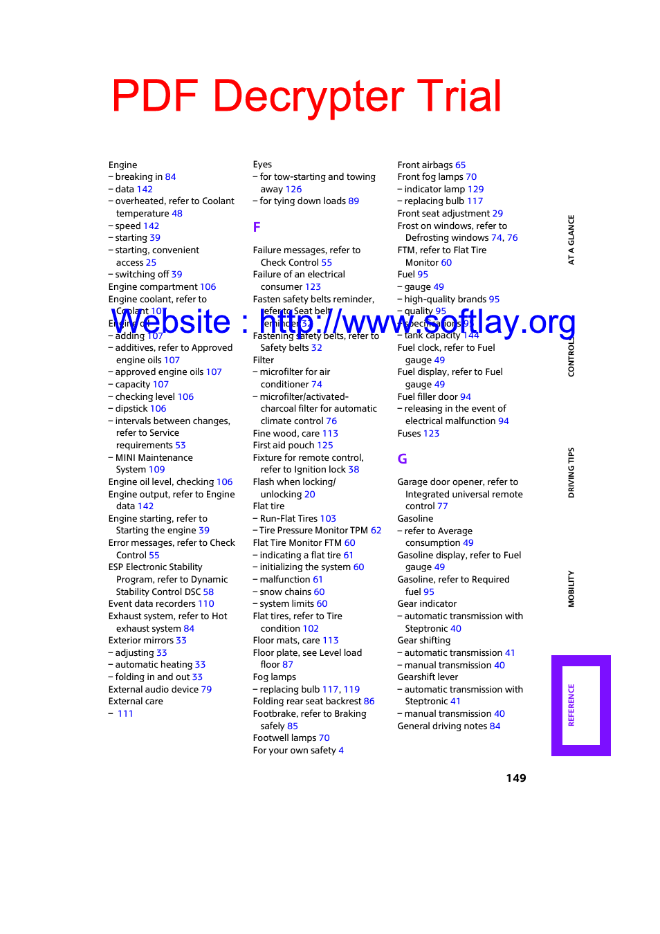 Pdf decrypter trial | Mini 2009 Clubman User Manual | Page 151 / 160