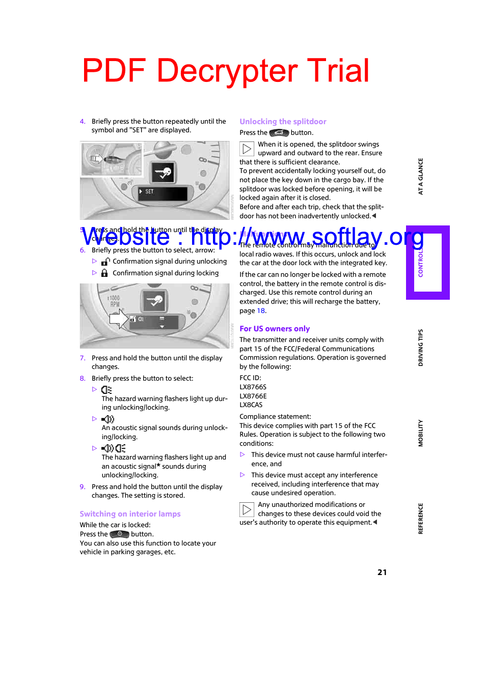 Pdf decrypter trial | Mini 2009 Clubman User Manual | Page 23 / 160